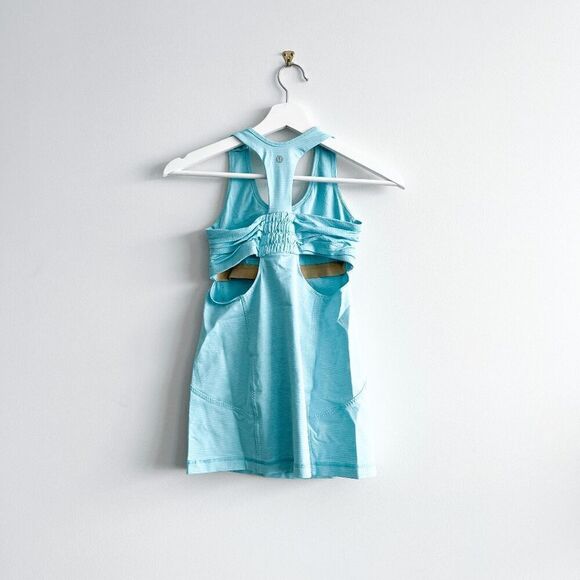 Lululemon Womens Racerback Cutout Yoga Tone It Active Tank Top Angel Blue Size 4 - Picture 2 of 5